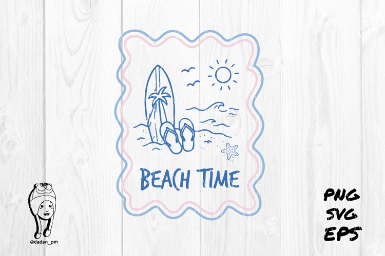 Beach time Summer Preppy Hand Drawn