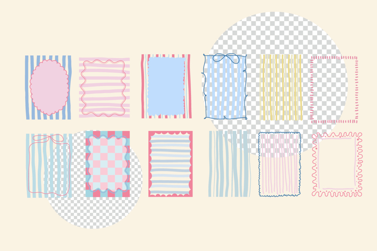 Summer Preppy Hand Drawn Frames Bundle