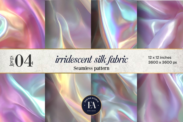 Iridescent Silk Digital Paper, Holographic Satin Texture