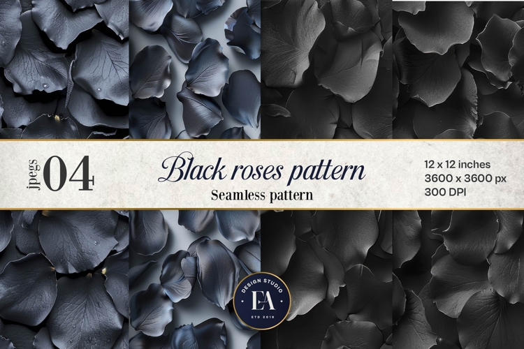 Black Rose Petals Pattern digital papers | Roses pattern