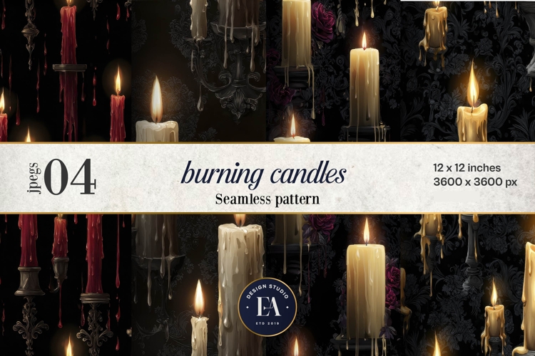 Gothic Candle Pattern | Dark Burning Candles Texture