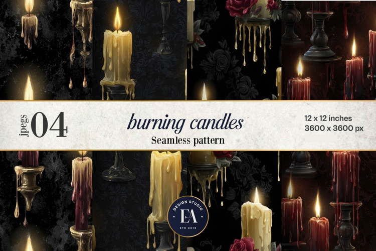 Gothic Candle Pattern | Dark Burning Candles Texture