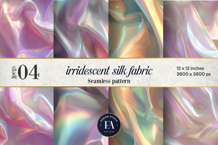Iridescent Silk Digital Paper, Holographic Satin Texture