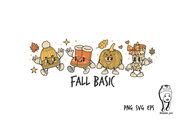 Vintage character cute fall basic