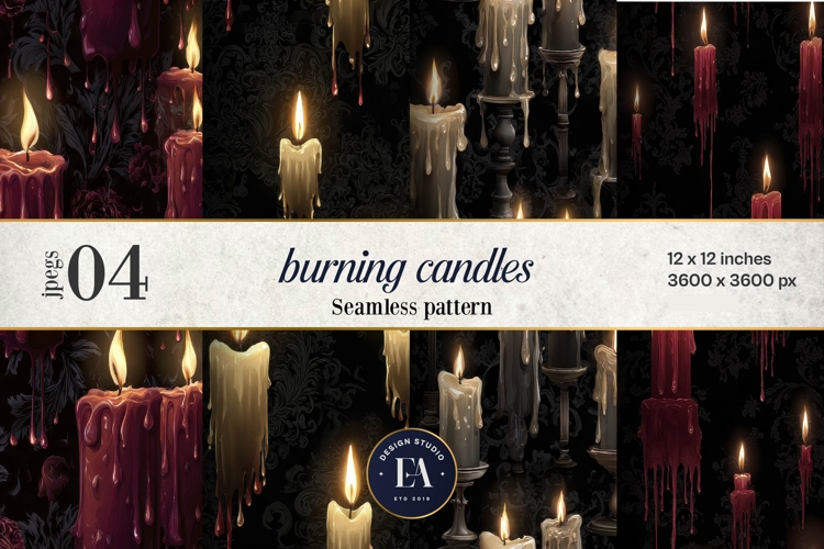 Gothic Candle Pattern | Dark Burning Candles Texture