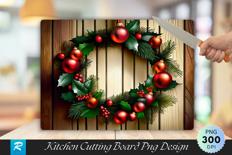 Season's Greetings Garland Cutting Board Sublimation