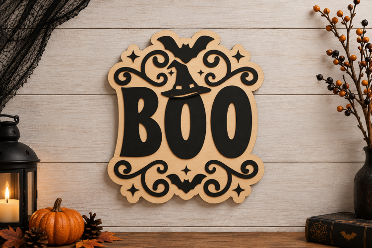 Halloween Boo Sign Laser Cut SVG