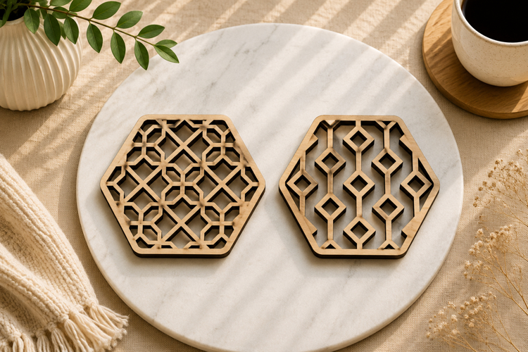 Hexagon Islamic Coaster Laser Cut Files