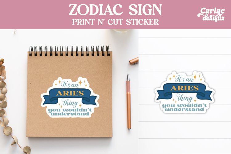 Aries Sticker, Zodiac Sticker, Printable Sticker example image 1