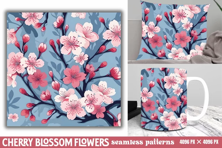 Cherry Blossom Flowers Digital Papers