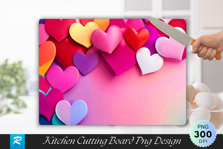Multicolored Heart Cutting Board Sublimation Design example image 1