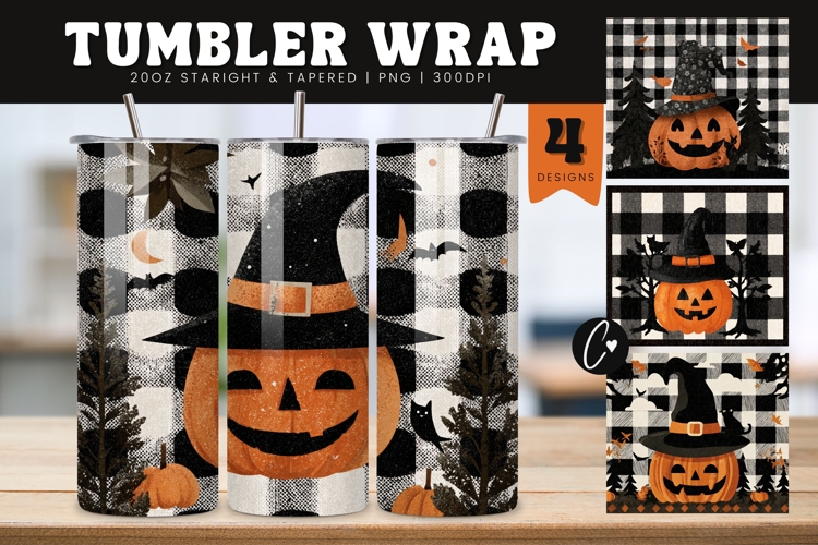Jack O Lantern Halloween Tumbler Wraps PNG