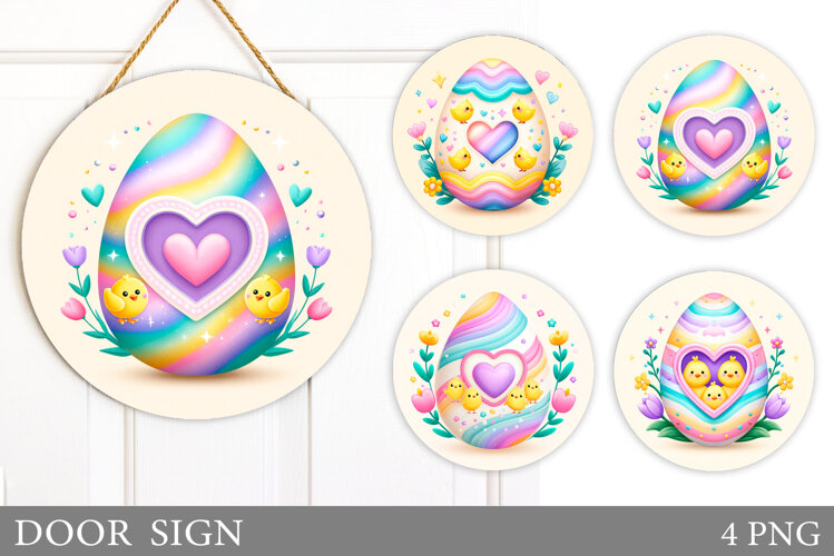 Easter Chick Door Sign Design. Easter Door Sign Sublimation example image 1