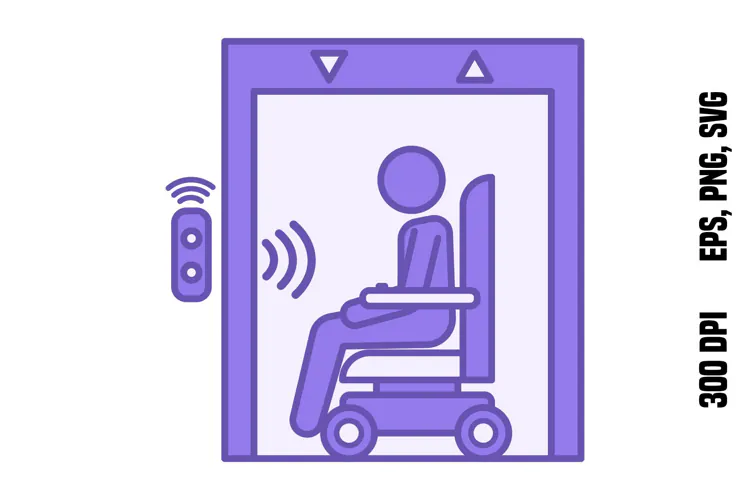 Purple Accessible Elevator Icon