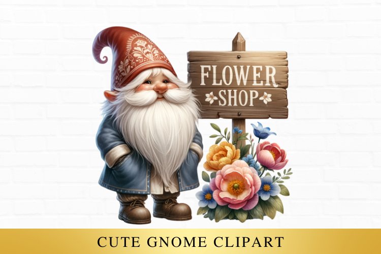 gnome clipart, flower shop sublimation