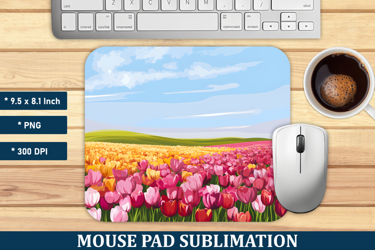 Tulip Flower Field Mouse Pad | Mouse Pad Sublimation