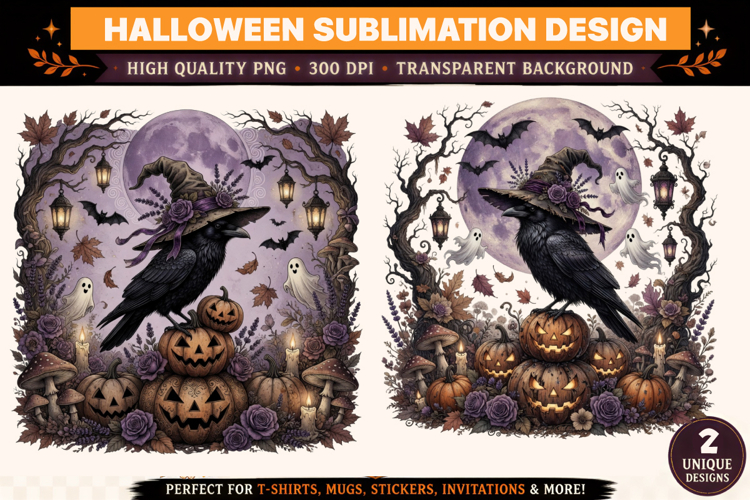 Halloween Raven Witch PNG|Crow Pumpkin Ghost Halloween