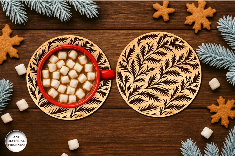 Frost Pattern Coffee Coaster Laser Cut | Drink Coaster | SVG