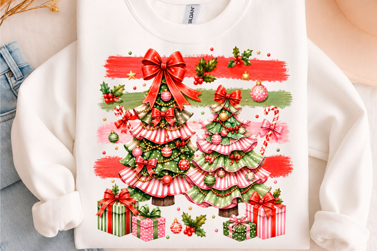 Preppy Christmas Tree Bow PNG