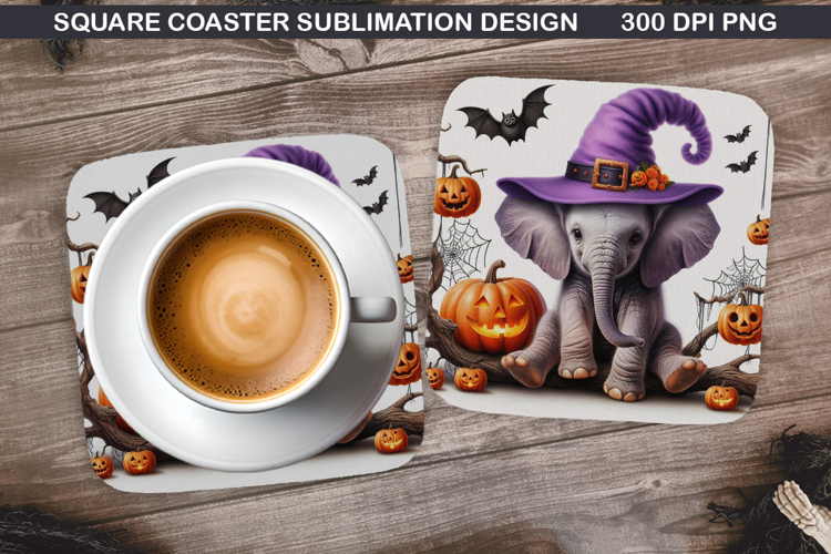 Elephant Coaster Sublimation, Halloween Coaster PNG
