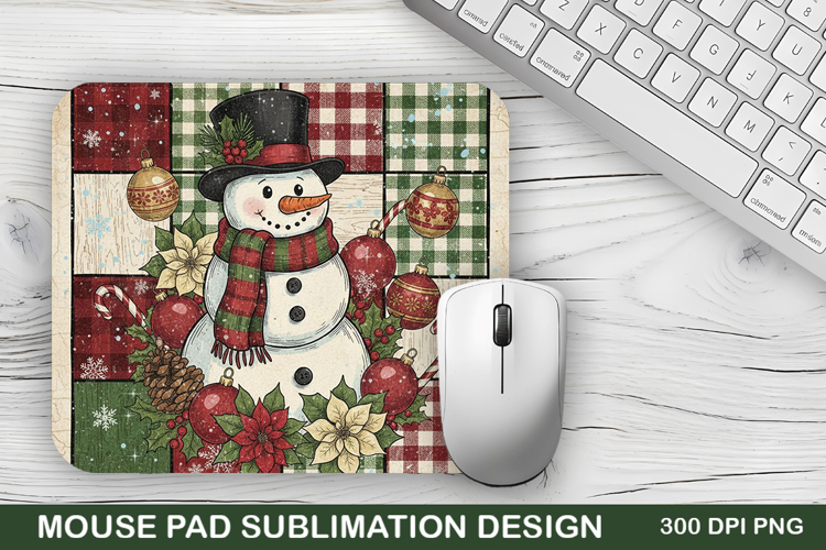 Christmas Snowman Mouse Pad Sublimation - Christmas Design