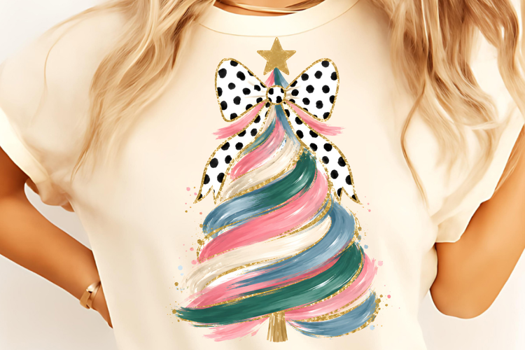 Hand Painted Coquette Christmas Tree PNG, Christmas Tree PNG