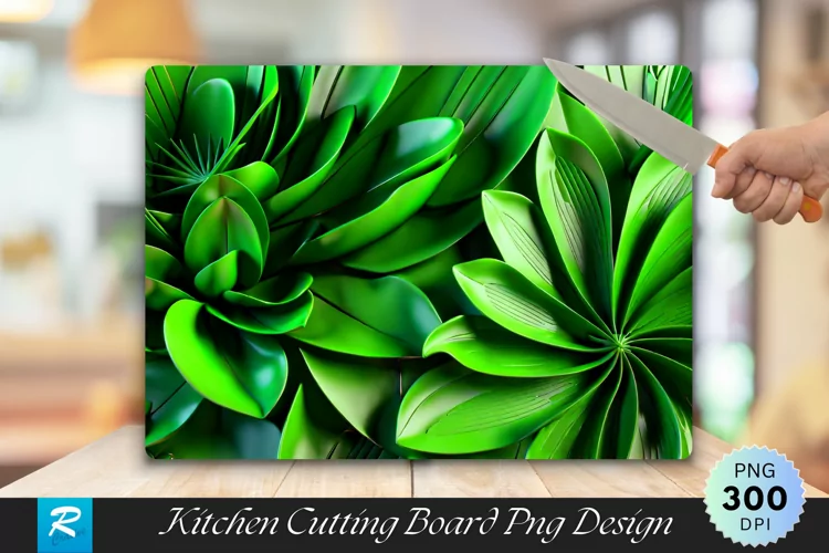 Green Floral Cutting Board Sublimation Design