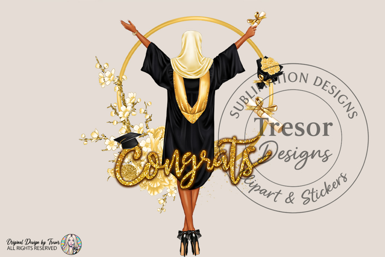 Muslim Graduation Girl PNG Congrats Grad Glam Digital Design