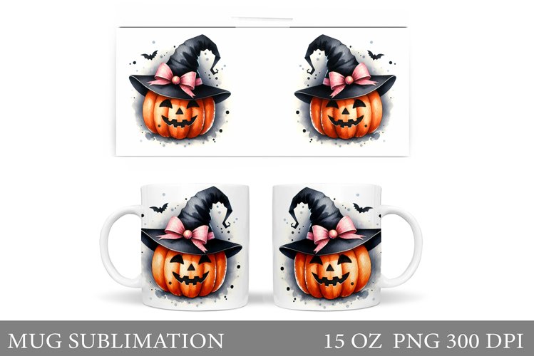 Cute Pumpkin Mug Sublimation. Halloween Pumpkin Mug Wrap example image 1
