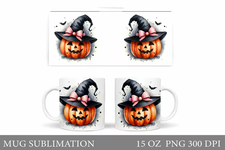 Cute Pumpkin Mug Sublimation. Halloween Pumpkin Mug Wrap