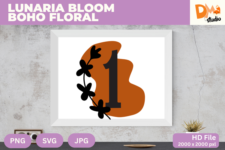 Lunaria Bloom Boho Floral Monogram