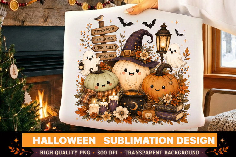 Halloween PNG Witch Pumpkin Ghost Clipart example image 1