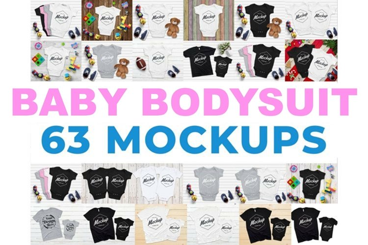 63 Baby Bodysuit Mockups, Kids mockup Bodysuit example image 1