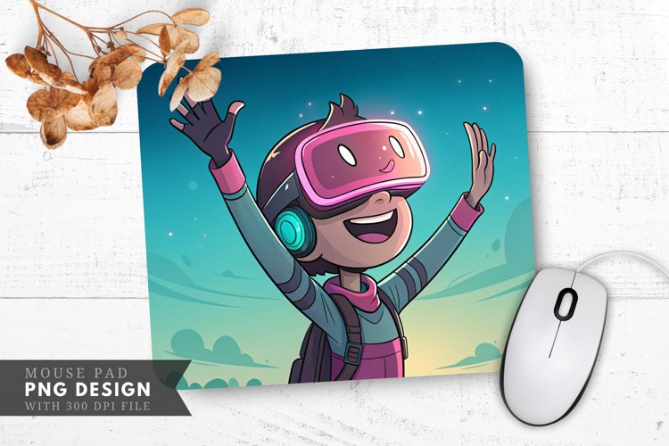 VR Smiles in Neon Bliss Mouse Pad PNG Design example image 1