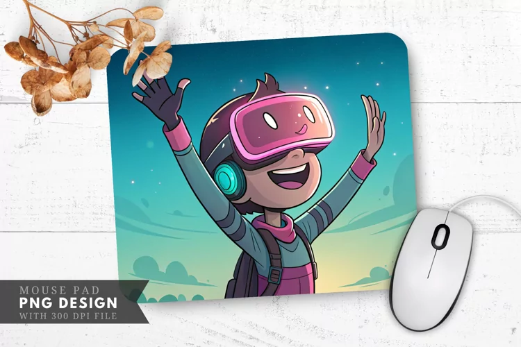 VR Smiles in Neon Bliss Mouse Pad PNG Design