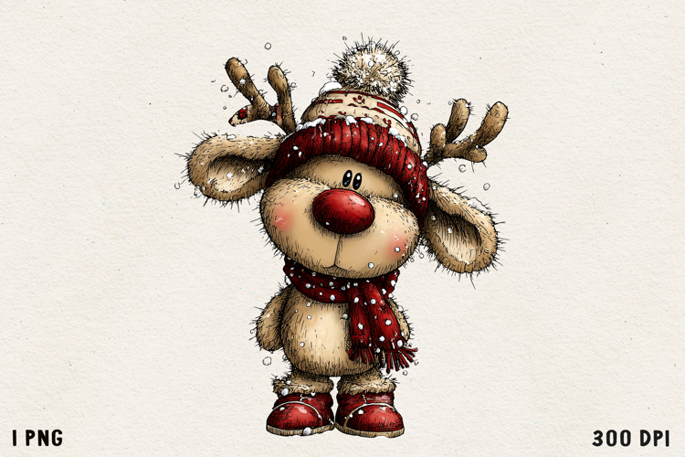 Cute Whimsical Christmas Reindeer Clipart Holiday PNG
