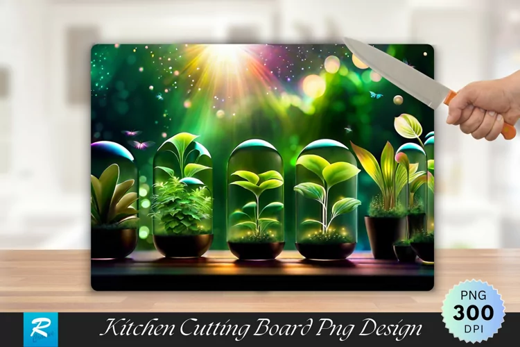 Growing Plants Cutting Board Sublimation Design