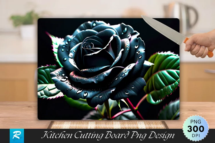 Black Rose Cutting Board Sublimation Design