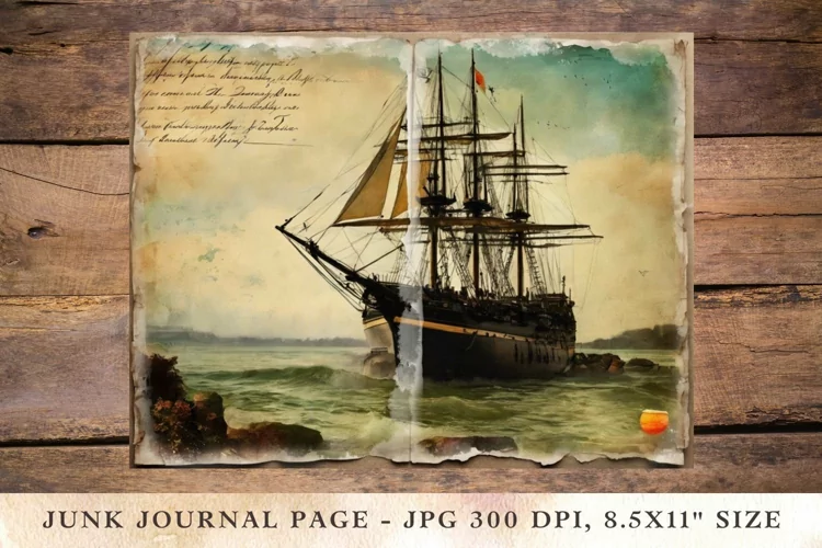 Printable Junk Journal Pages nautical ship 7
