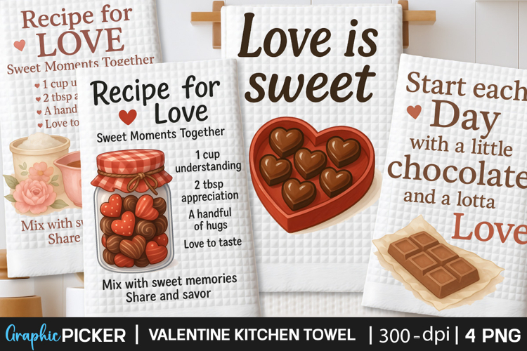 Valentine Kitchen Towel PNG, Valentine day Sublimation, Xoxo