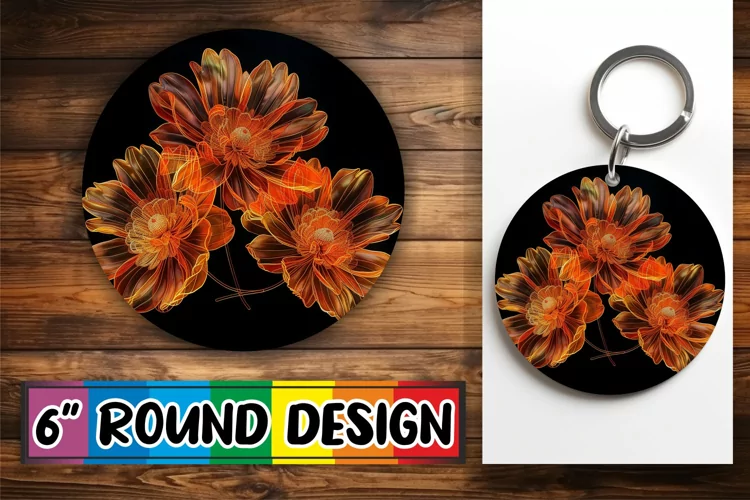 Blossom Bliss: Sublimation Circle Keychain
