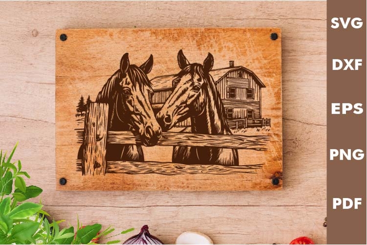 Horses Design, Cutting board SVG, Laser cut, Cricut