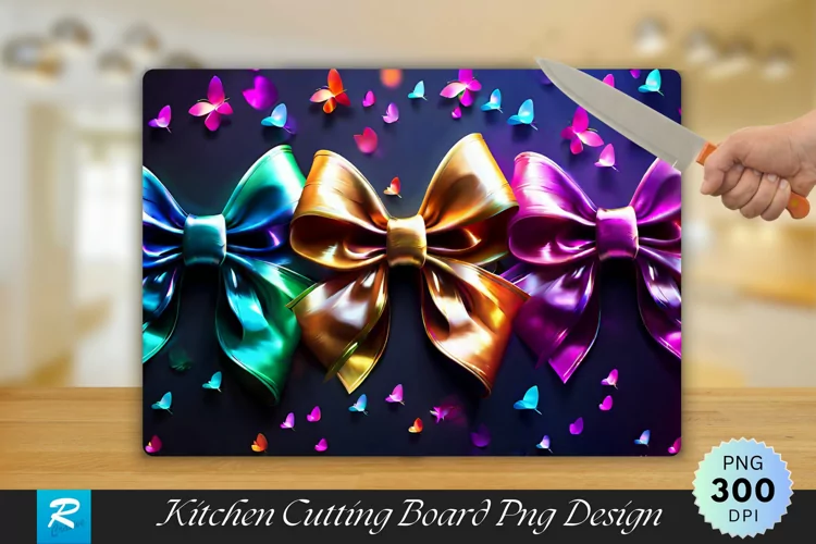 Vibrant Bow Cutting Board Sublimation Design