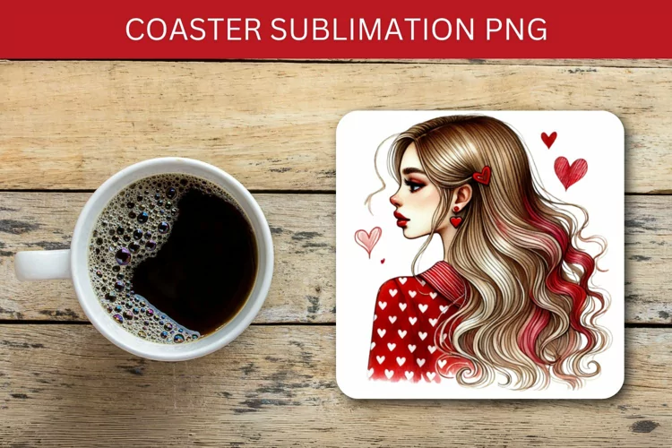 valentine square coaster - blonde girl