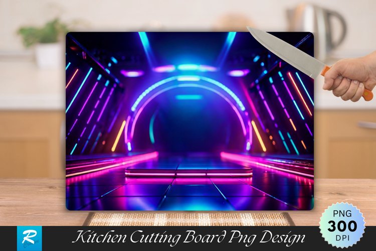 Neon Lights Cutting Board Sublimation Design example image 1