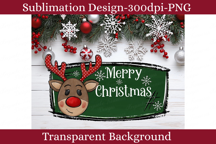 Merry Christmas Name Plate Red & Green Holiday Sublimation