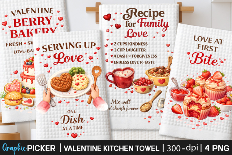 Valentine Kitchen Towel PNG, Valentine day Sublimation, Xoxo