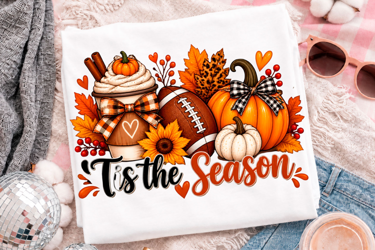 Tis The Season Fall Football Pumpkin Spice Autumn T-Shirt De