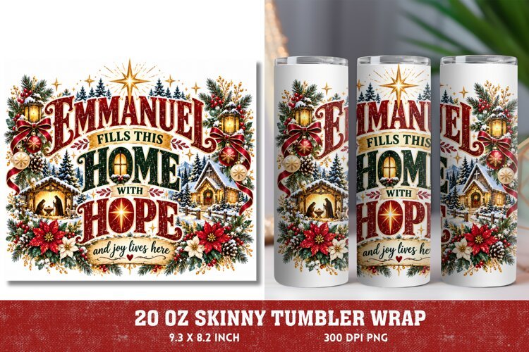 Jesus Brings Peace Hope Joy Tumbler Wrap, Christian Christma example image 1