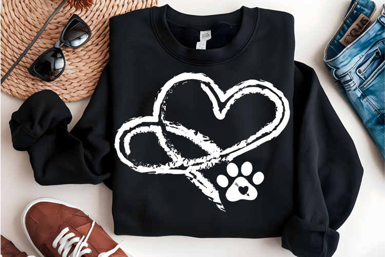 Dog Paw Heart Svg, Valentines Day SVG